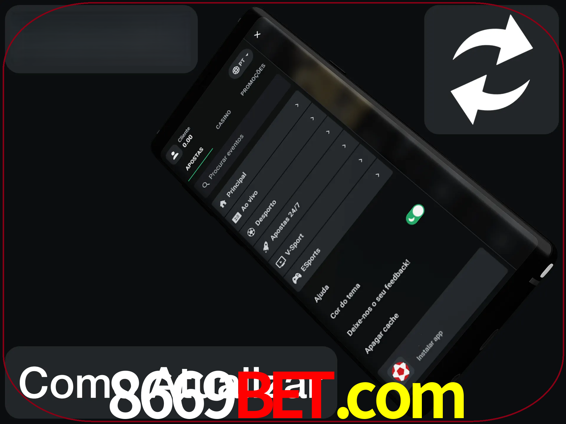 O aplicativo é atualizado automaticamente quando você faz o login.