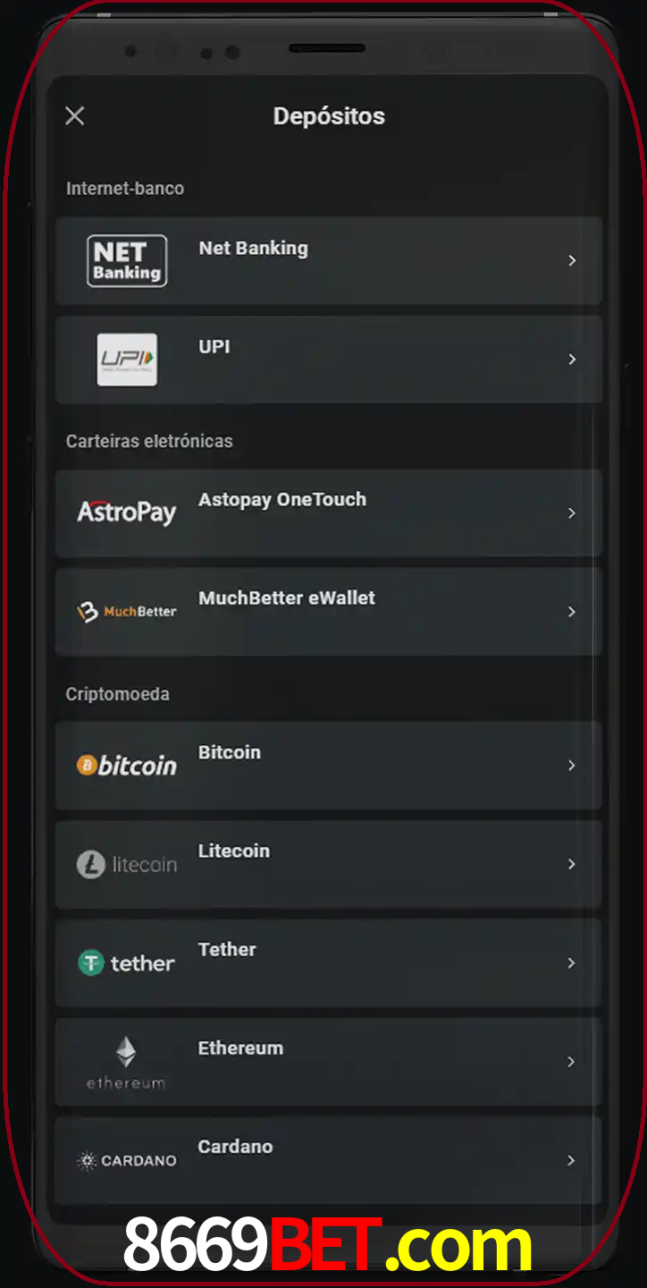 Você pode usar métodos alternativos de depósito.